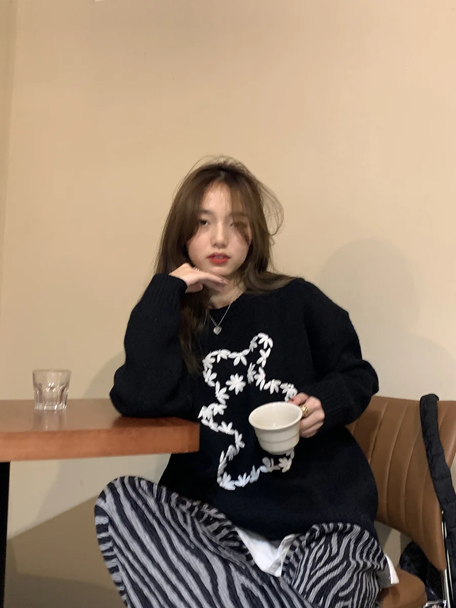 Брюки с узором зебры корейский вариант прямые широкие брюки открытой вилкой