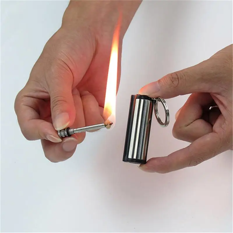 

Outdoor Waterproof Kerosene Match Lighter Flint Keychain Ten Thousand Matches Portable Male Smoking Camping Picnic Gadget