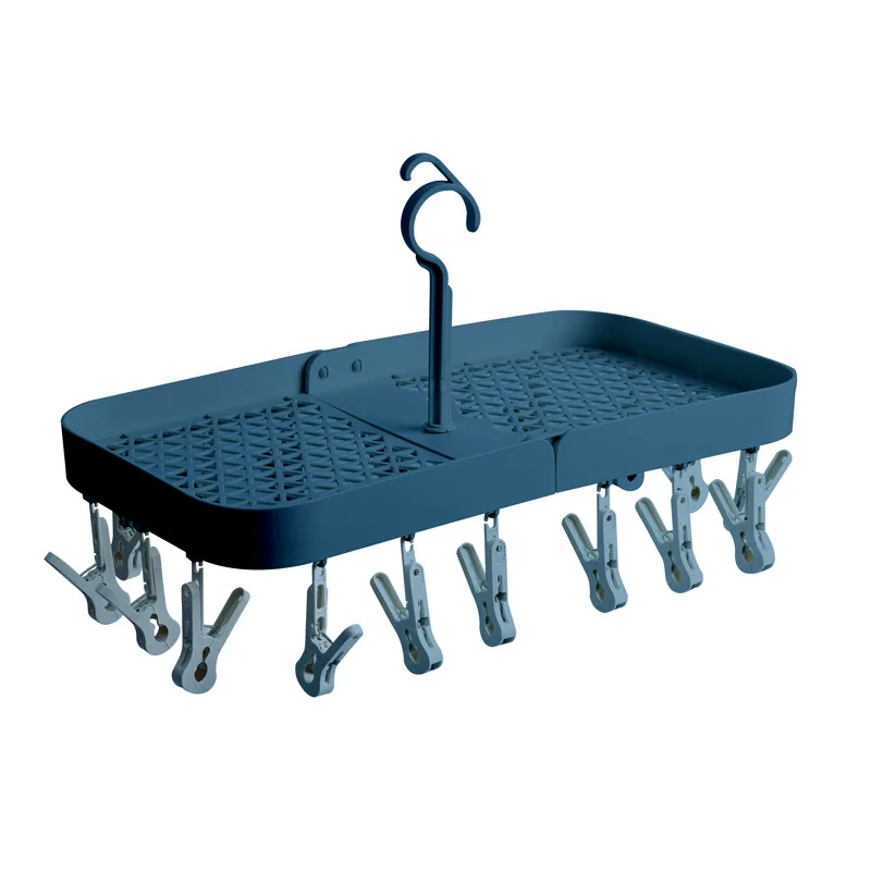 

Multifunctional Hanger Storage Drying Rack Dormitory Household Folding Hanger Multi-clip Drying Socks Inner Hanger