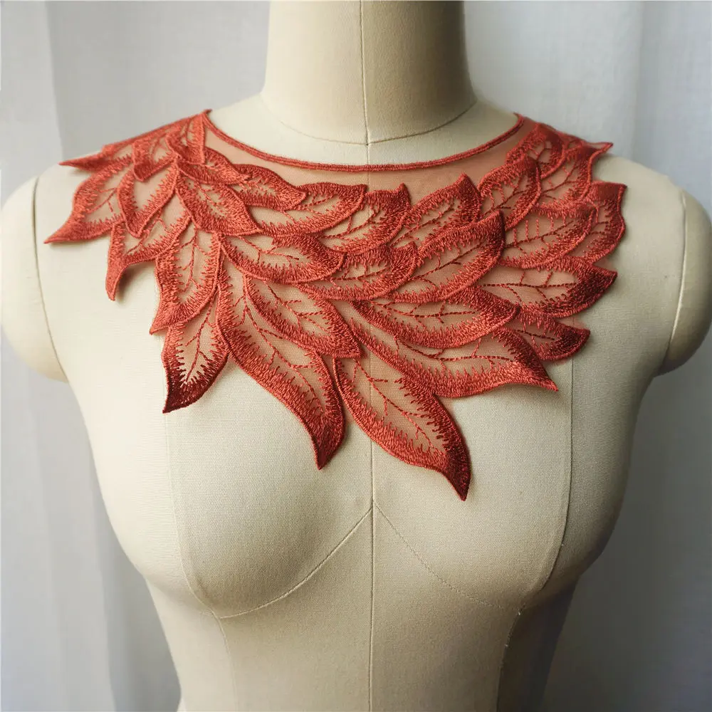 Черная белая бежевая вышитая сетчатая нашивка с перьями для свадебного