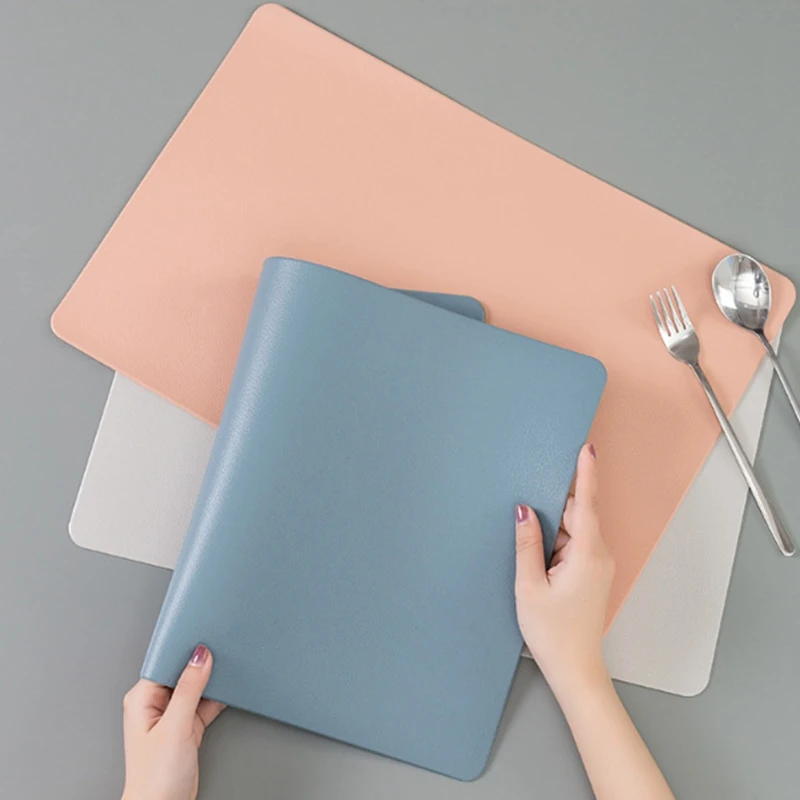 

4-Piece Set of Waterproof and Oil-Proof Placemat Double-Sided Leather Washable Heat Insulation Pad