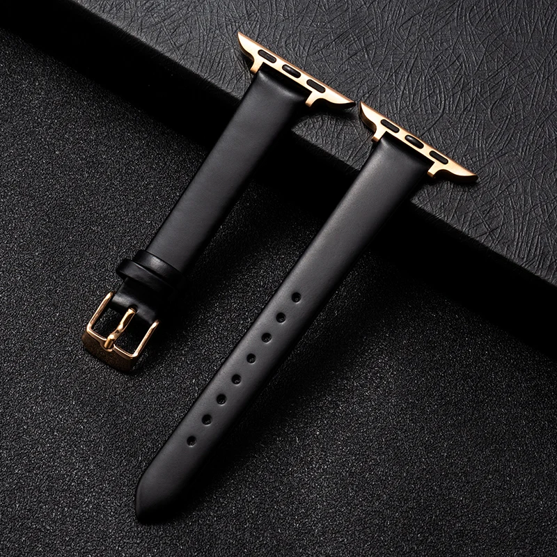 38mm 40mm 42mm 44mm Small Waist Women's First Layer Leather ins Fengsen Series Strap Suitable For Apple Watch