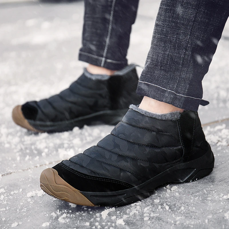 Зимние мужские ботинки водонепроницаемые теплые меховые зимние мужская
