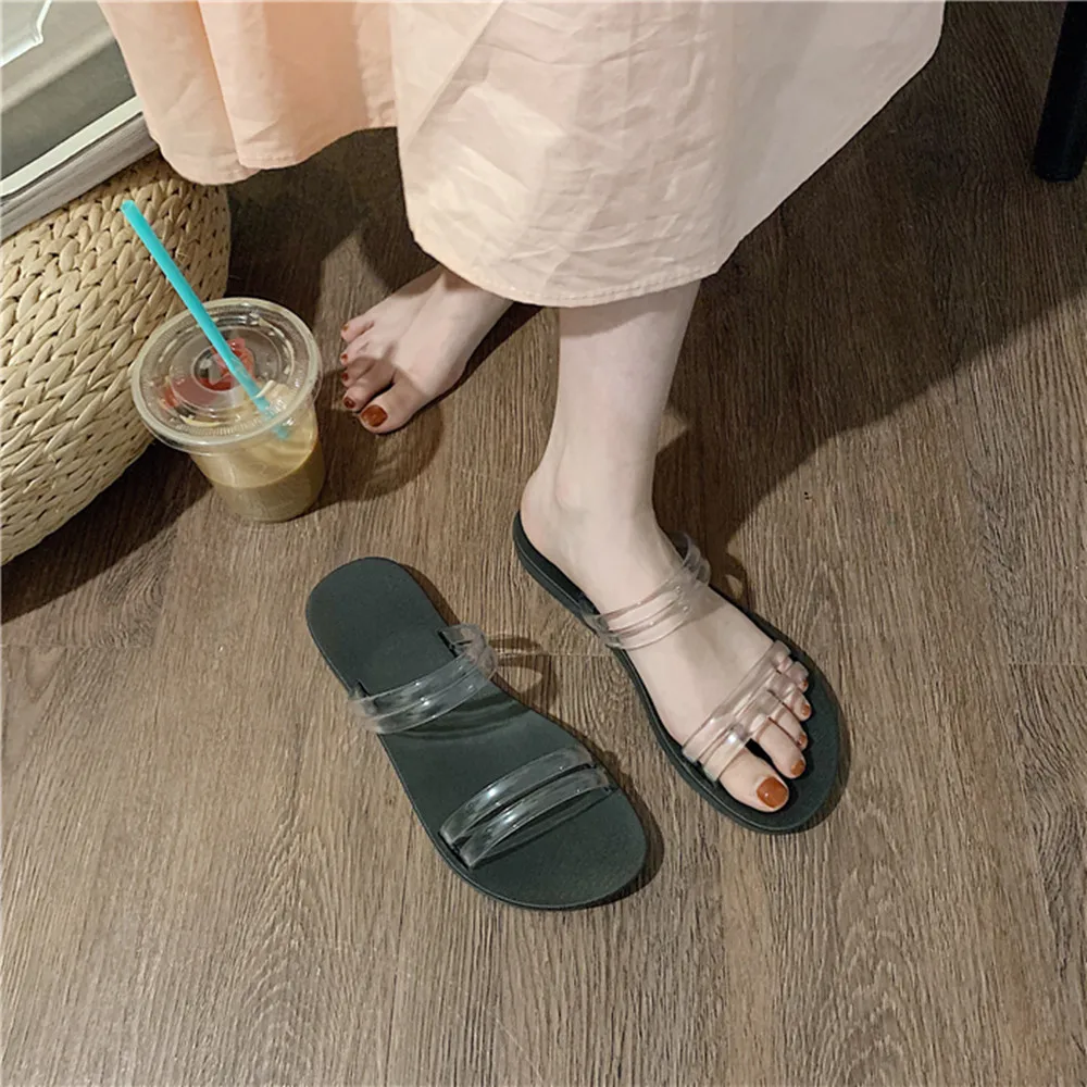 

Korean version of 2021 new slippers net celebrity personality word sandals summer outdoor ladies sandals for outer wear