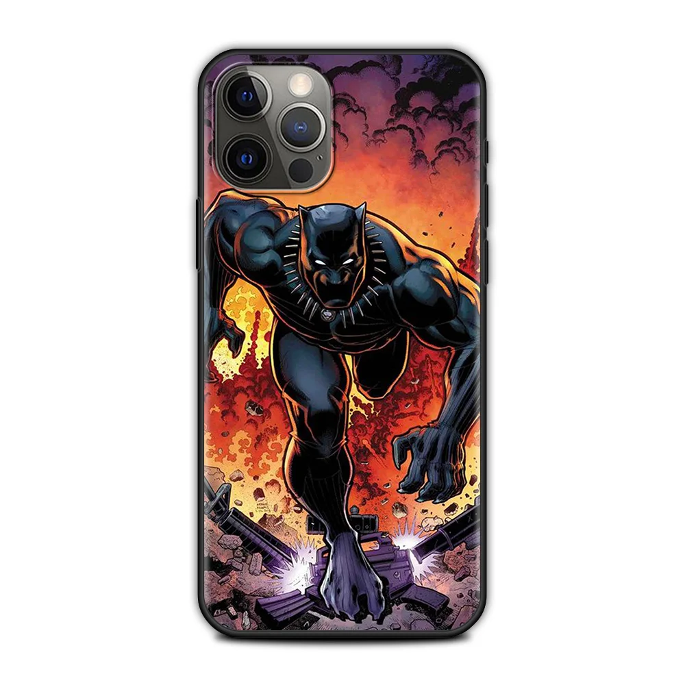 Чехол для телефона с черной пантерой из комиксов Marvel iPhone 14 12 11 13 Pro Max X XR XS 7 8 6 6s Plus