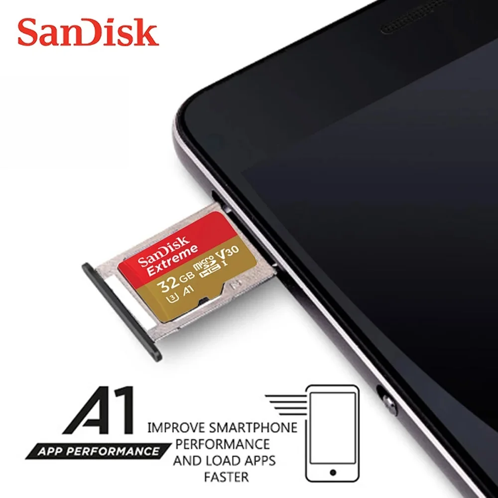 SanDisk Extreme и ultra micro SD Карта памяти SDHC / SDXC uhs-i C10 U3 V30 A1 32 Гб A2 64 128 планшет смартфон