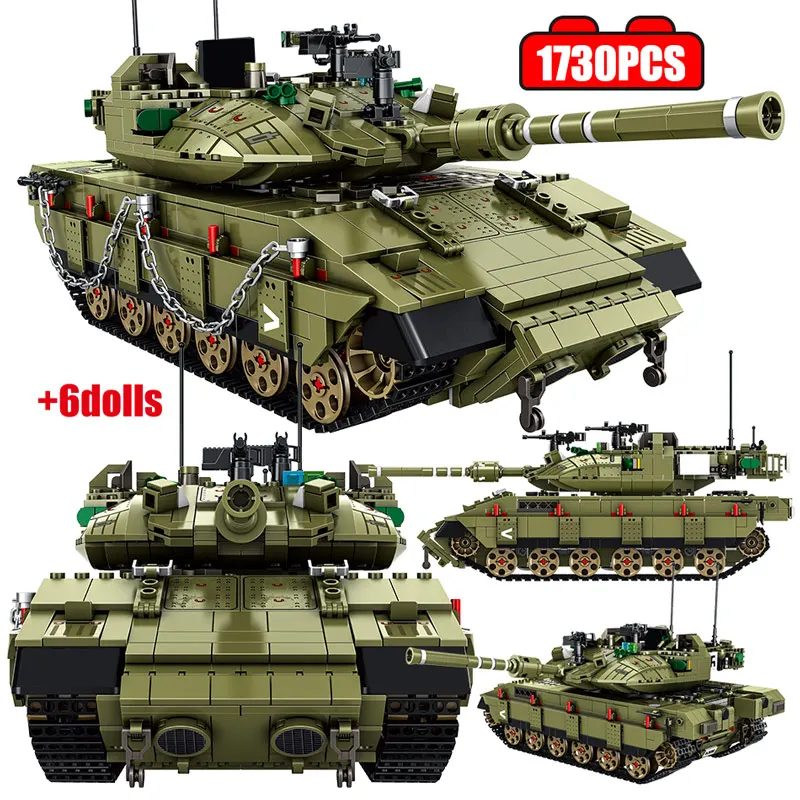 

1730 шт., Детский конструктор «основной боевой танк»