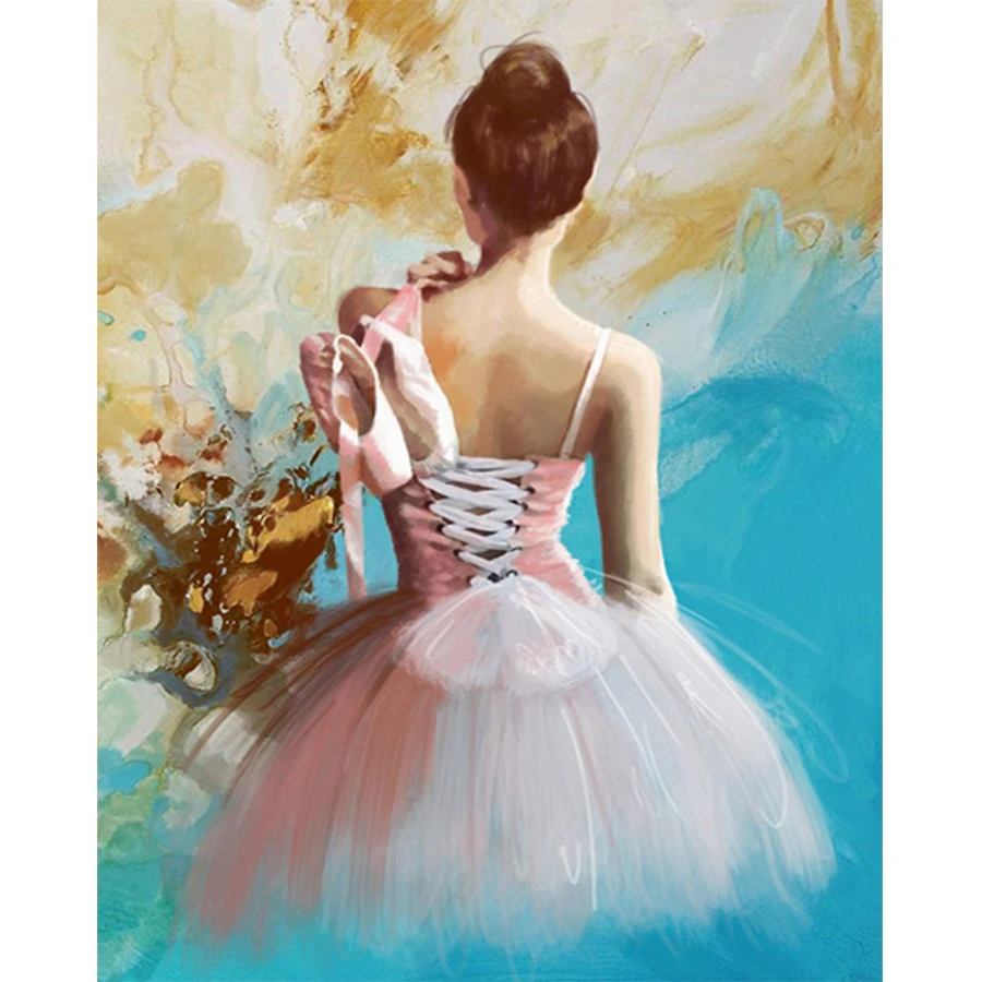 

FSBCGT Colorful Girl Ballerina DIY Painting By Numbers Adults For Drawing On Canvas Oil Pictures By Numbers Wall Painting Decor