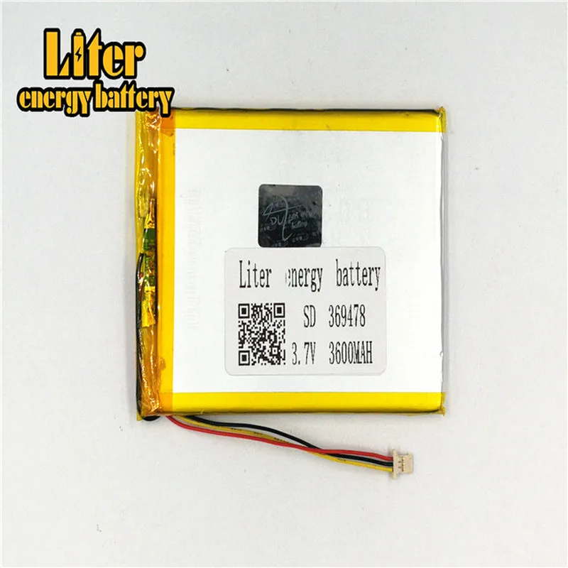 

1.0MM 3pin connector 369478 Rechargeable tablet pc 7 inch LiPo 3.7v 3600mAh lithium ion polymer battery