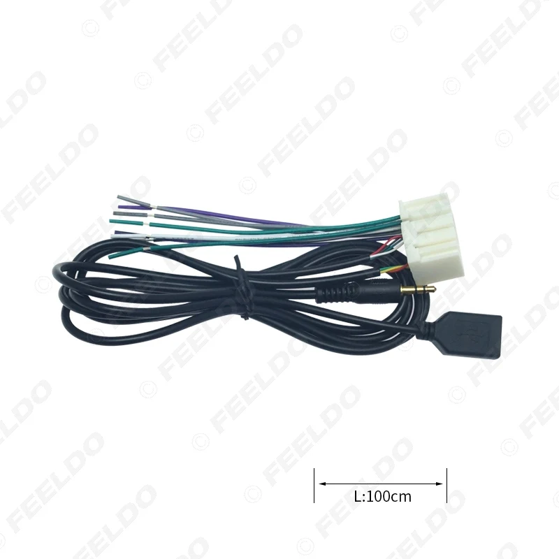 FEELDO 6Pcs Car Stereo Radio Wiring Harness Adapter with AUX(3.5mm)/USB Connector Plug For KIA K2/K3/K4/Elantra/Mistra/Tucson | Автомобили
