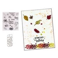 leaves phrase metal cutting dies and clear rubber stamps for diy scrapbooking crafts card make photo album sheet decoration