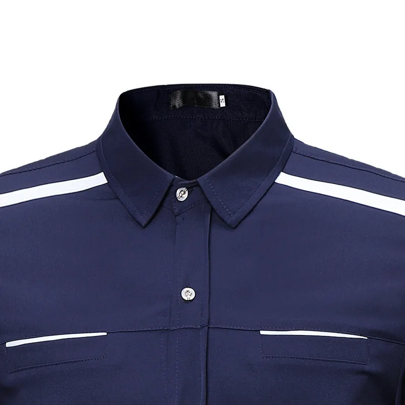 

Men Clothing 2021 Spring New Fake Pocket Color Matching Men's Long-sleeved Shirt European Size Camisas Para Hombre