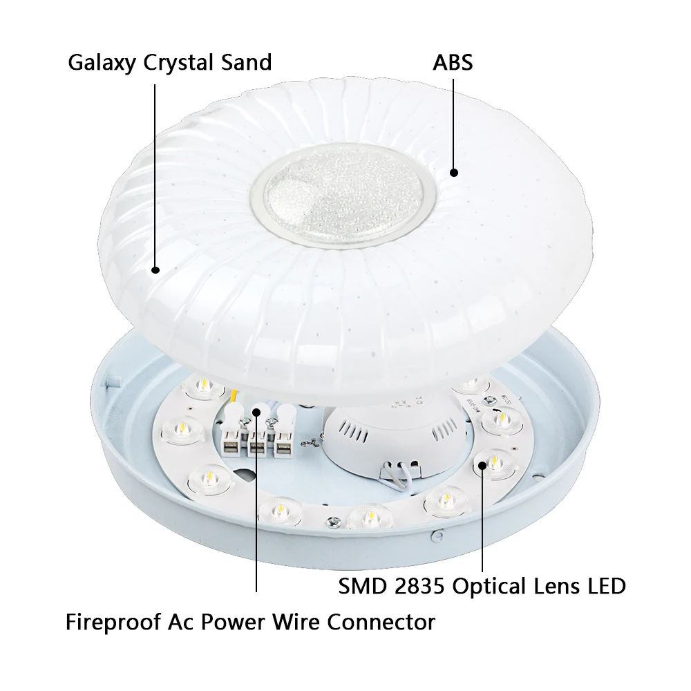 VIPMOON de cristal moderno soporte empotrado de luz de techo LED 12W luz Natural superficie casa lámpara de iluminación de la habitación, dormitorio y cocina