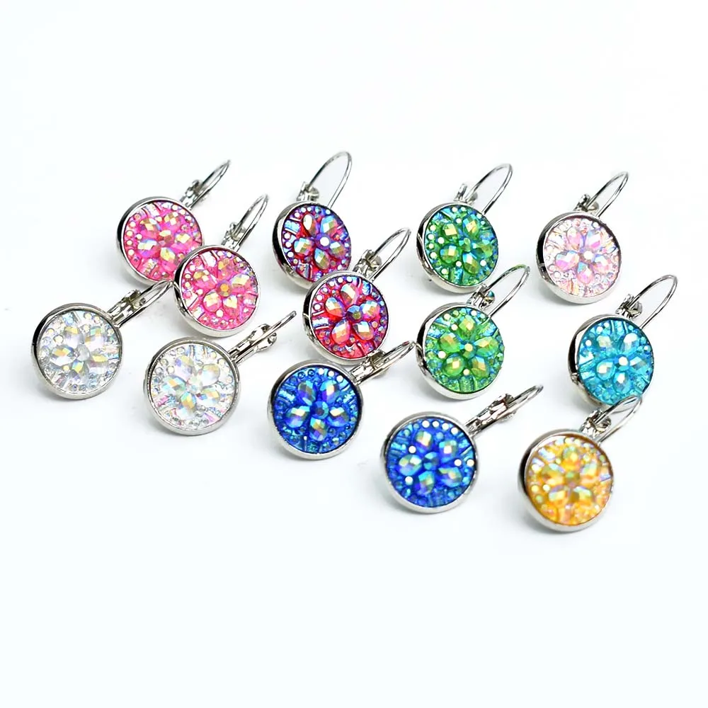 Женские круглые серьги подвески серебристого цвета модные геометрические