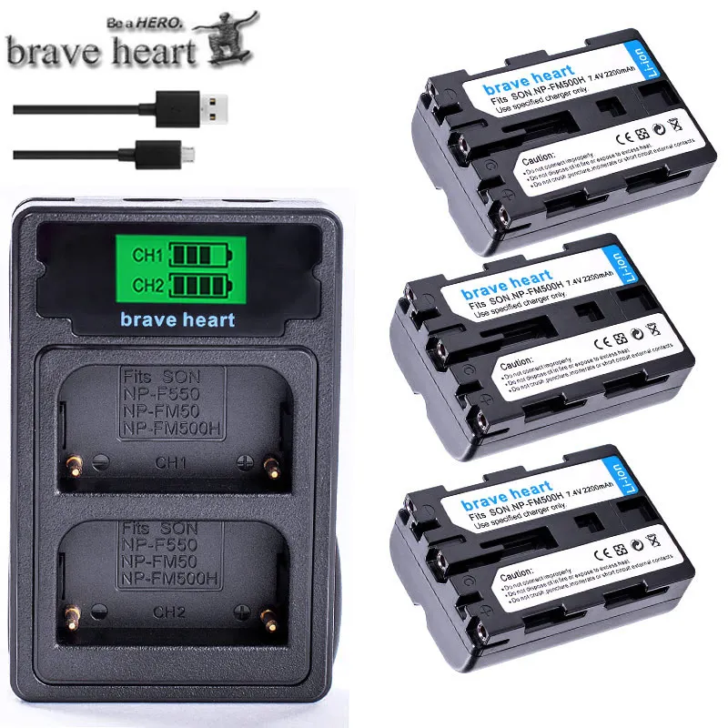 charger and 3battery NP-FM500h для sony батарея NP FM500h камера 2200mA батарея+ ЖК двойное зарядное устройство для sony Alpha a58 A65 A77 A99 A350 A550 A580 A900 - Цвет: charger and 3battery