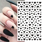 Наклейки 3D для ногтей, переводные наклейки на День святого Валентина, черное сердце, любовь, самоклеящиеся слайдеры, буквы, искусство ногтей, аксессуары для маникюра