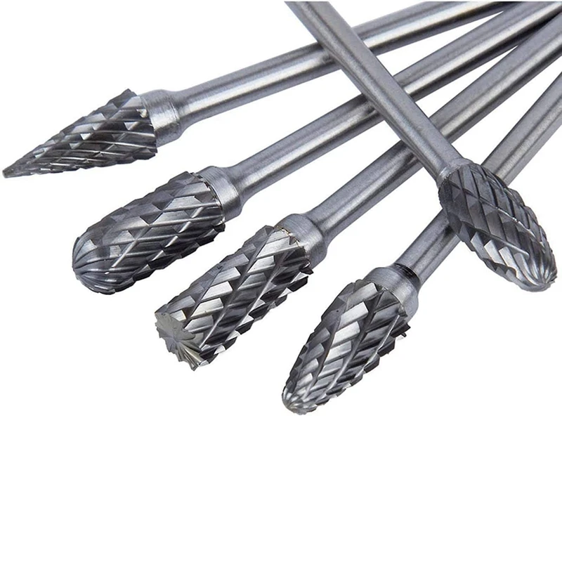 

10Pc 4 Inch Long Double Cut Tungsten Solid Carbide Rotary Burrs Set 1/8 Inch(3mm) Shank Twist Drill Bit for Rotary Tools
