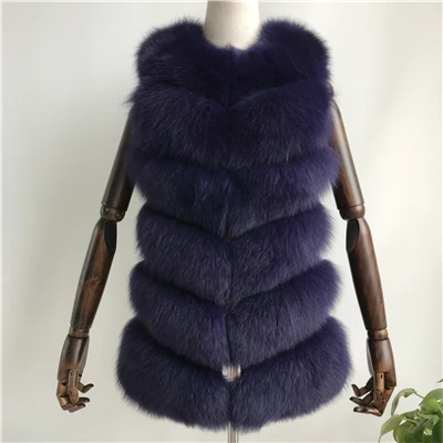 Navy MAOMAOFUR жилет из натурального меха женский жилет из натурального Лисьего меха без рукавов Женская куртка Верхняя одежда весенний жилет из натурального Лисьего меха для девочек - Цвет: Navy
