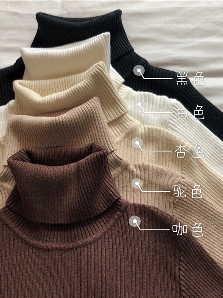 

2021 New Spring Turtleneck Sweater Women Autumn Winter Wear Slim All Match Thin Casual Tops Fashion