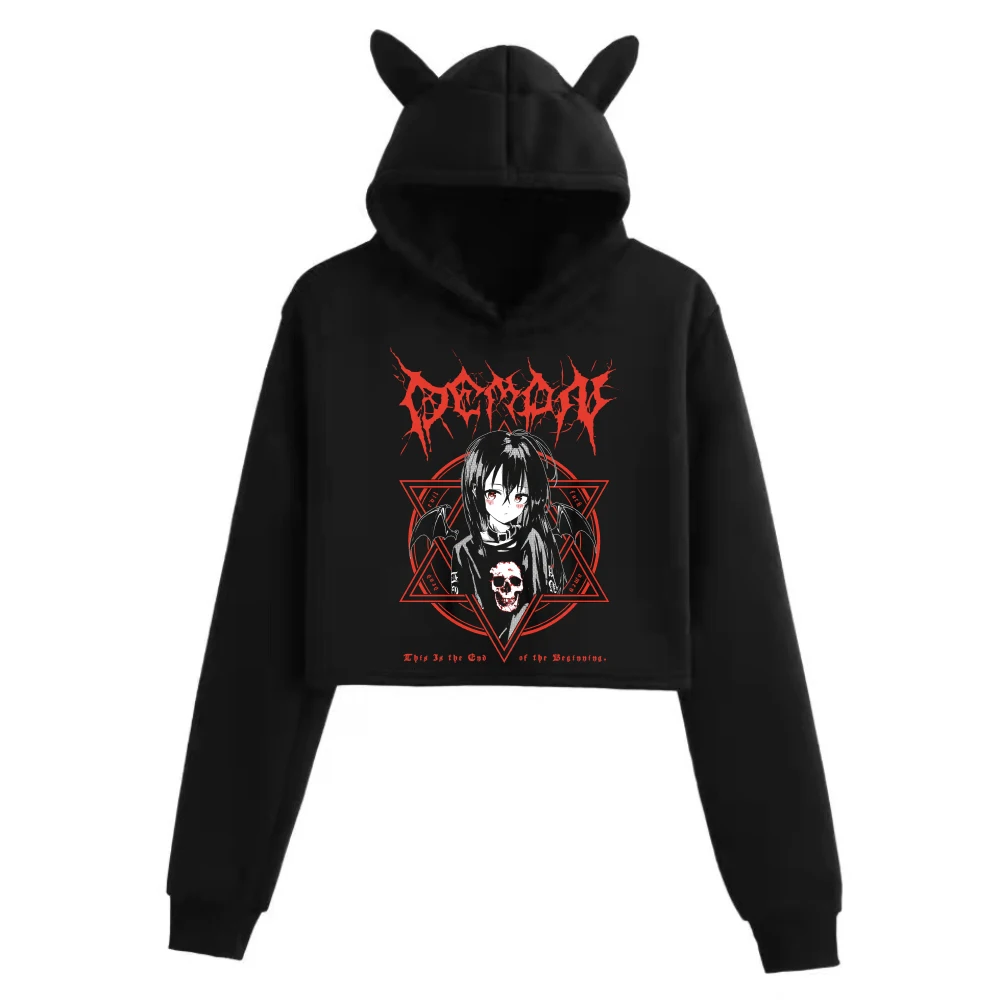 

Anime Goth Girl Hoodie Fashion Pullovers Tops Cute Print Woman Sweatshirt