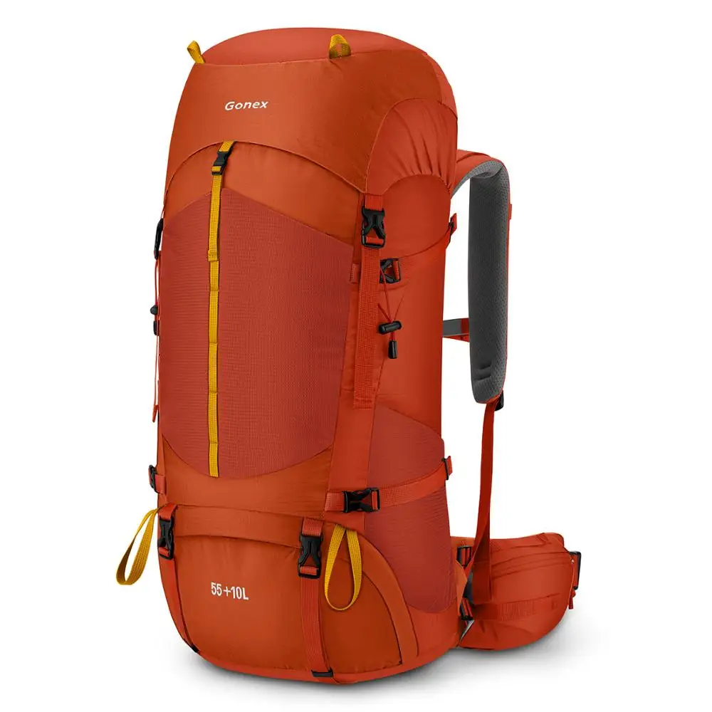 Orange red Gonex 55/65L альпинистский рюкзак сверхмощный Открытый походный рюкзак водостойкий рюкзак Кемпинг дождевик входит в комплект - Цвет: Orange red