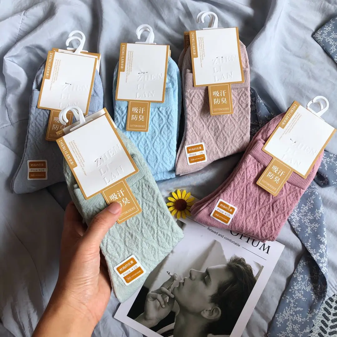 

Autumn and Winter New Japanese Solid Color Men's High Waist Cotton Socks Ins Tide Anchor with The Same Ladies Socks