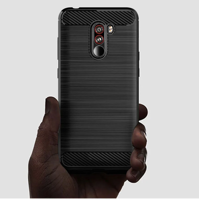 Чехол для Pocophone F1 чехол Xiaomi силиконовый бампер из ТПУ ударопрочный углеродного