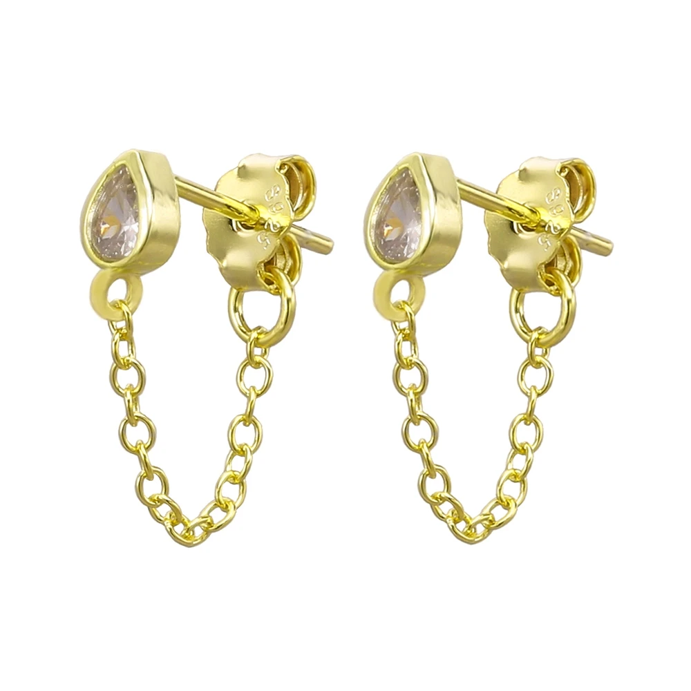 Gold Moonmory Популярные 925 пробы серебряные серьги-кольца Huggie с радужными камнями CZ серьги для европейских женщин модные ювелирные изделия - Окраска металла: Gold