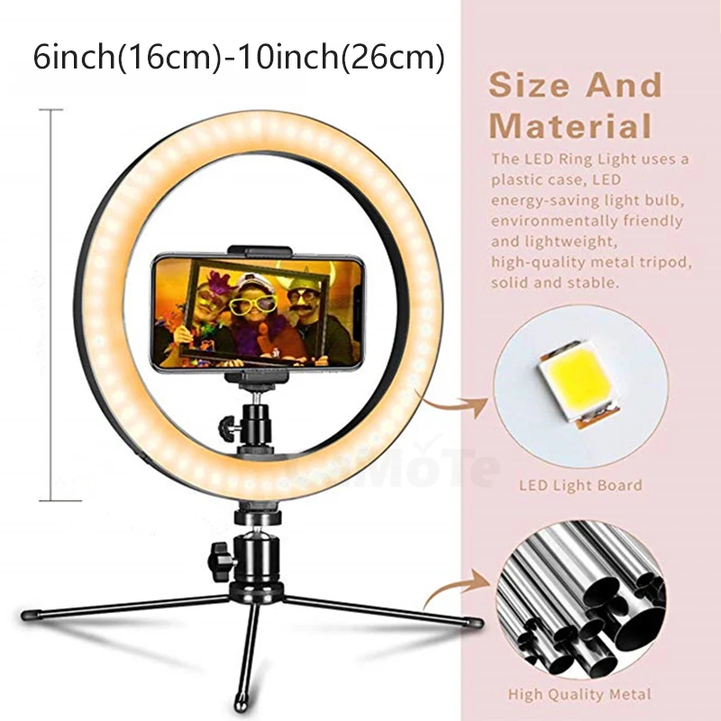 Светодиодный светильник для селфи от 6 дюймов до 10 USB настольный держатель