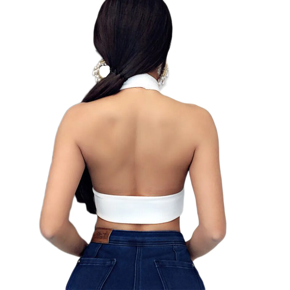 Женский укороченный топ на бретельках с перекрестными лямками спереди вырезом