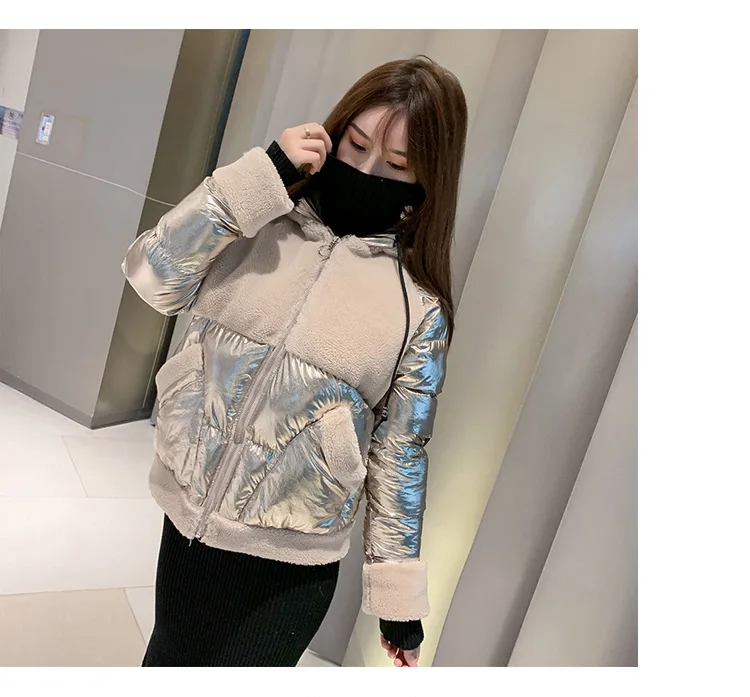 Новинка, Корейская версия, яркое блестящее пальто из овечьей шерсти, для девушек, утолщенное, для студентов, для женщин, arkas, куртка, пальто