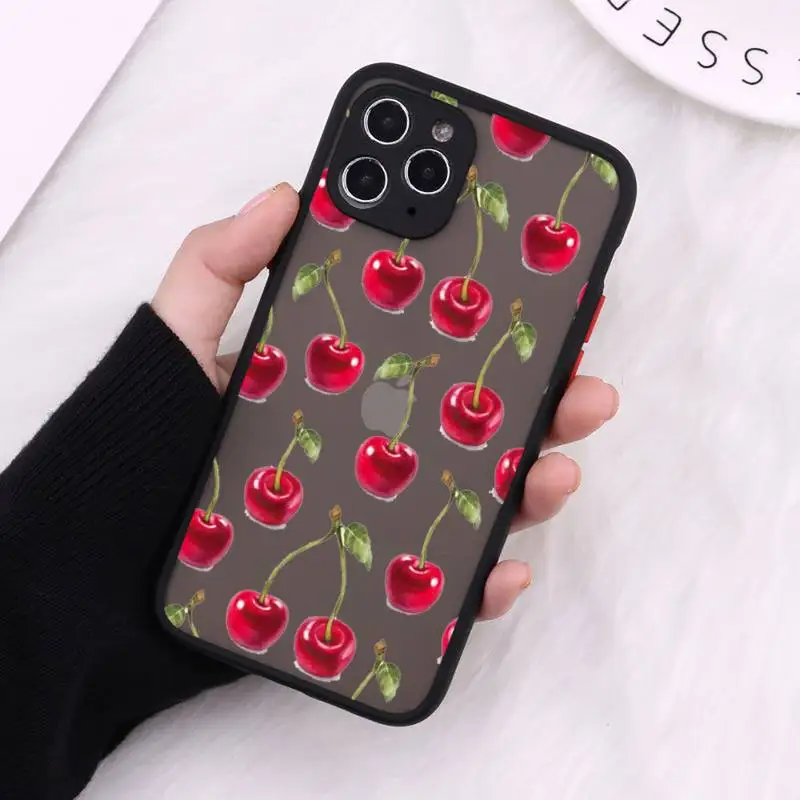 

Pink Cherries Cherry Strawberry Phone Cases Matte Transparent For iPhone 12 Mini 11 Pro XR XS Max 7 8 Plus