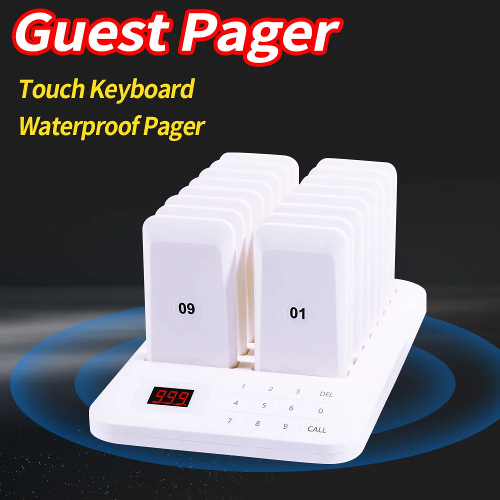 Wirelesslinkx Wireless Calling Restaurant Pager Guest Queue Dining Hall Paging System for Food Court Barber Cafe Coffee Shop