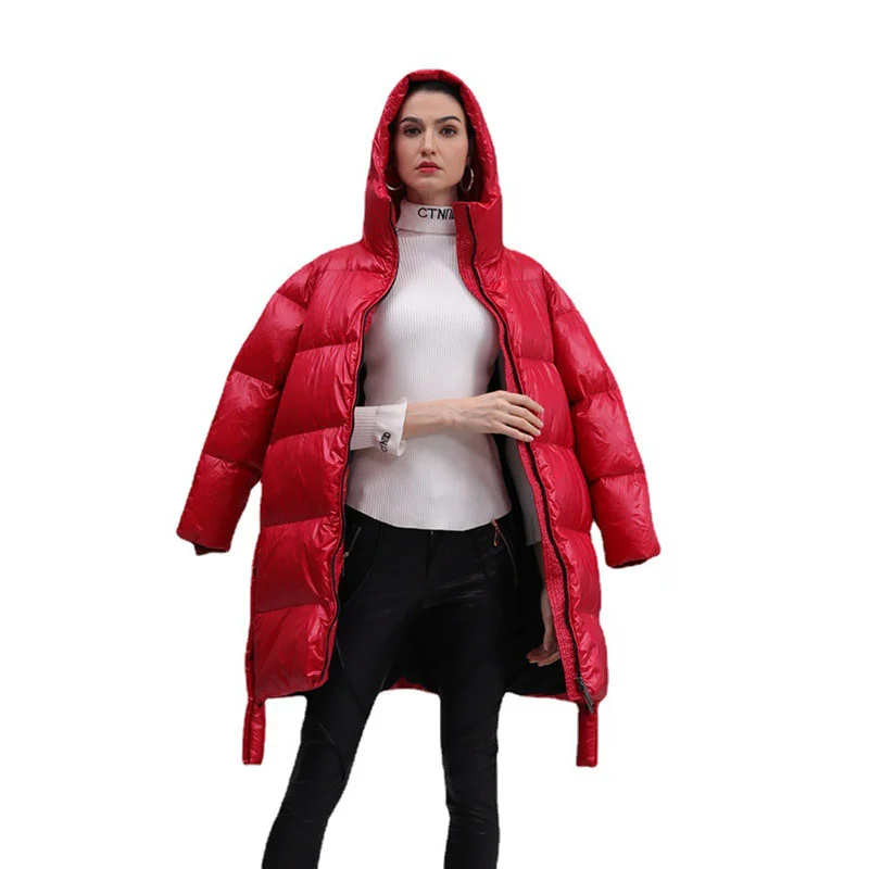 

Женское зимнее пальто на белом утином пуху SHZQ, модное женское пальто с капюшоном, женское толстое теплое Элегантное повседневное пальто