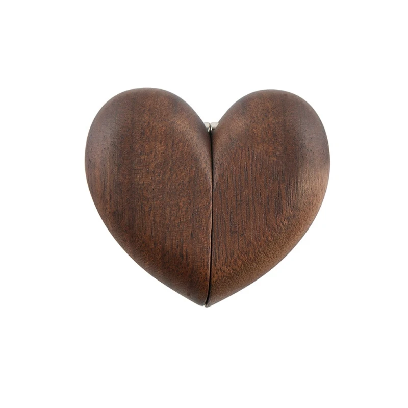

Magnetic Rings Heart Wooden Box Case Heart Shaped Walnut Wood Ring Box Wood Proposal Engagement Rings Holder Organizers