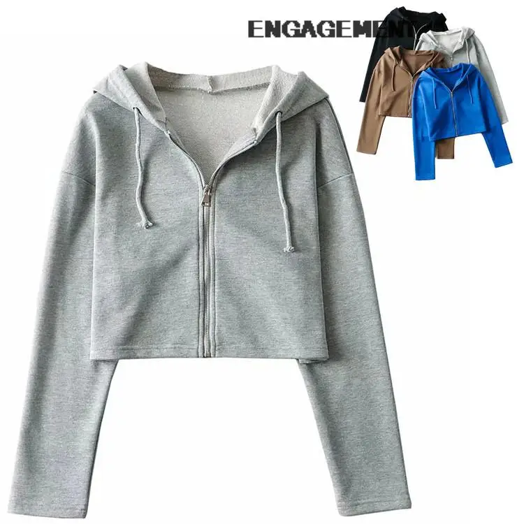

ENGAGEMENT Loose sports hoodies sweater Women all-match short cardigan jacket plus size Za 2021 Trafaluc