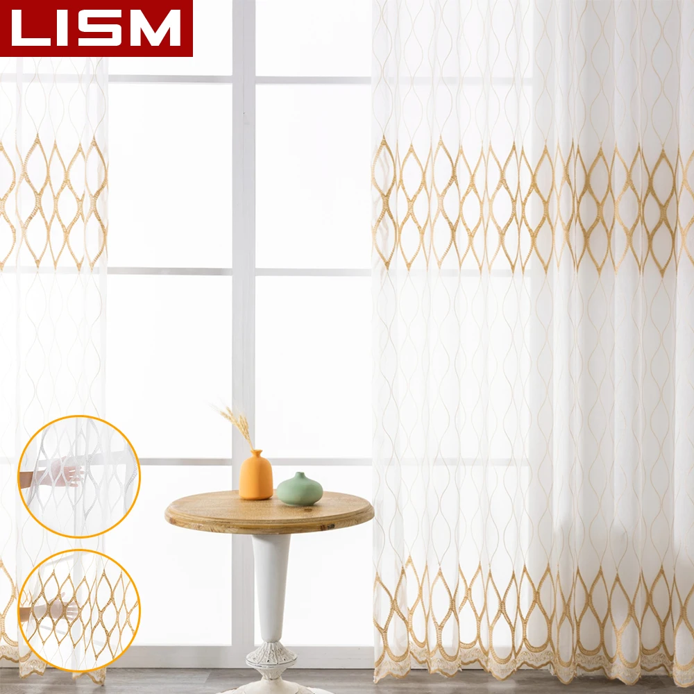 

LISM Embroidered Curtain Tulle Curtains for Living Room Decoration Bedroom Curtains for the Room Kitchen Finish Window Treatment
