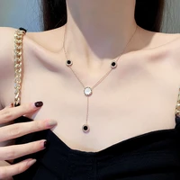 new fashion personality roman letter circle mother of pearl titanium steel necklace female temperament simple clavicle chain
