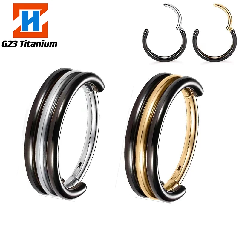 

F136 Titanium Hinged Earrings Septum Nose Ring Tragus Cartilage Daith Helix Clicker Ear Piercing Conch G23 Titanium Jewelry 16G