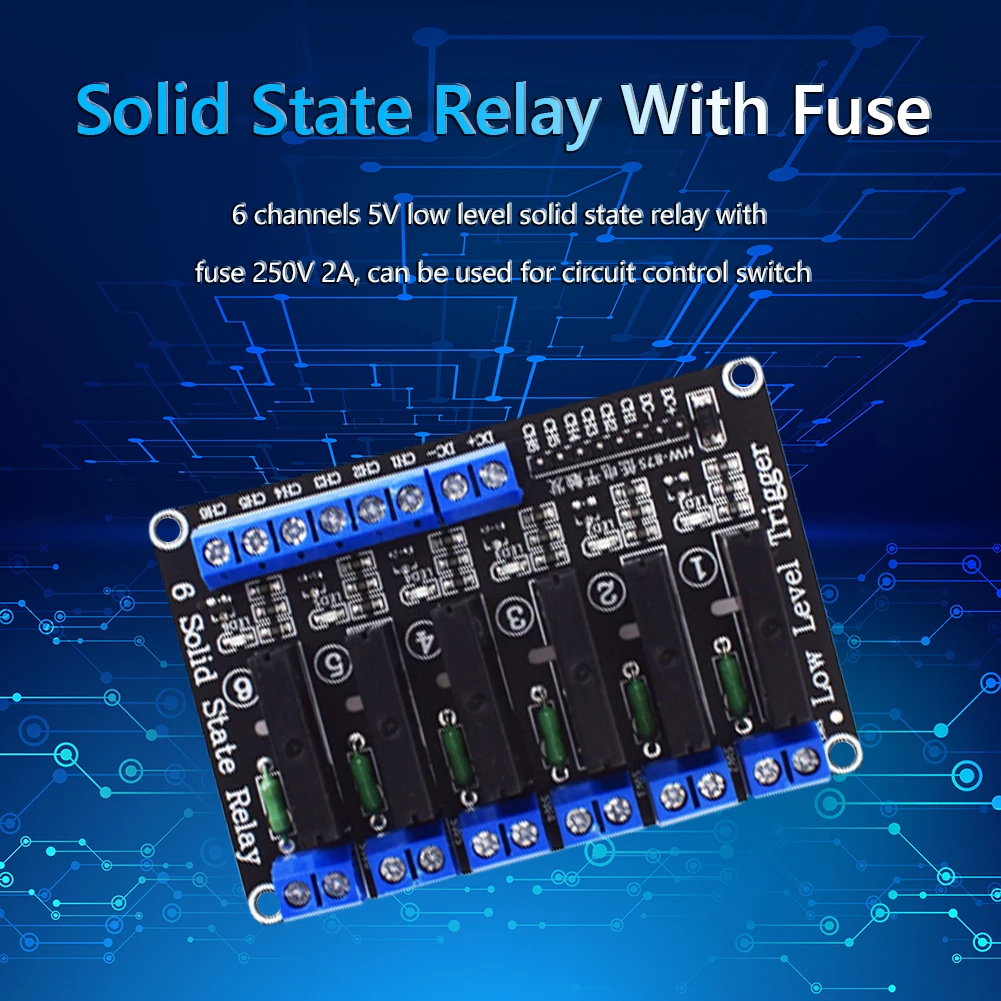 Полупроводниковое реле Модуль HW 875 6 Way 5V Низкий уровень SSR модуль 250V 2A Выход с