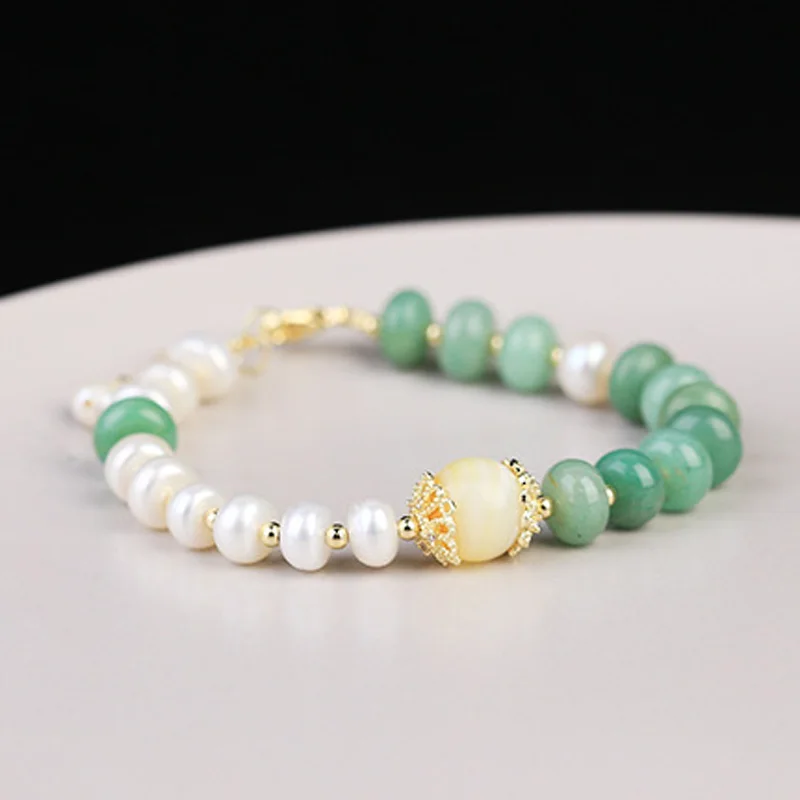 

Fashion Freshwater Pearls Stone Bracelets Chain Bangle For Women Party Wedding Bridesmaid Jewelry Accessory