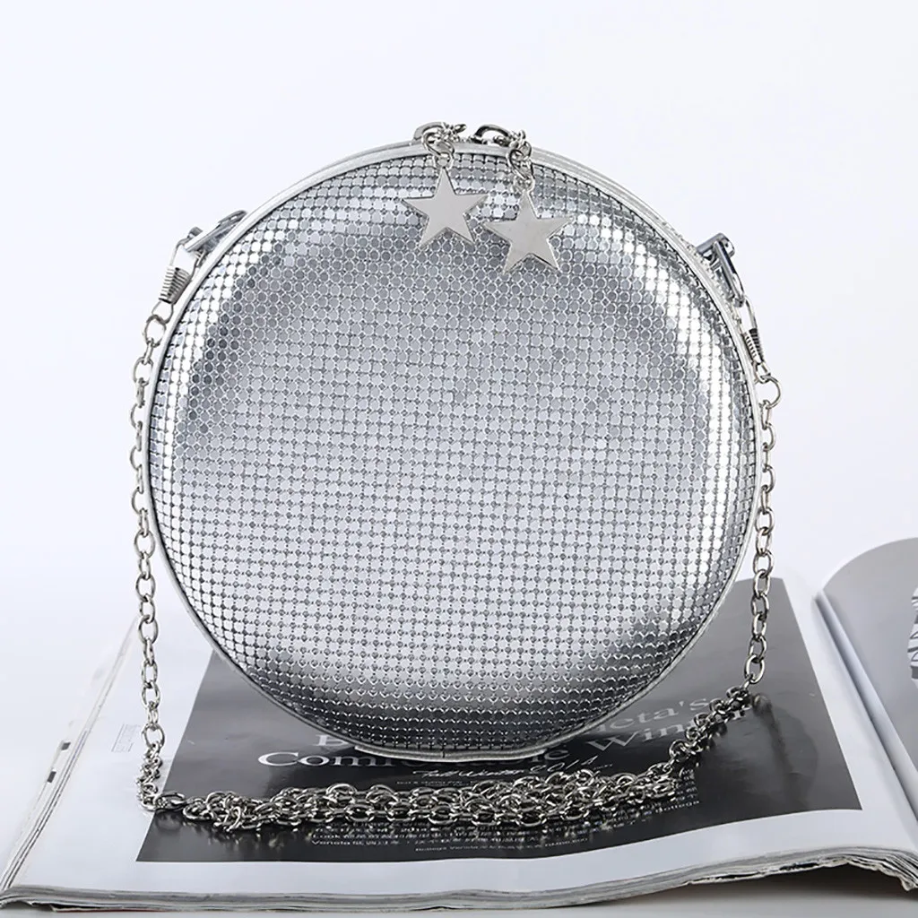 Женская вечерняя сумка xiniu серебристая круглая Сумка клатч вечерние сумки через