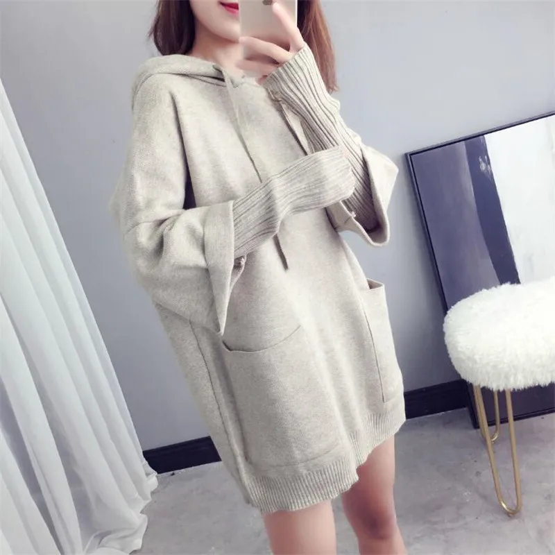 2019 женские свитера на весну и осень Однотонный свитер с длинными рукавами