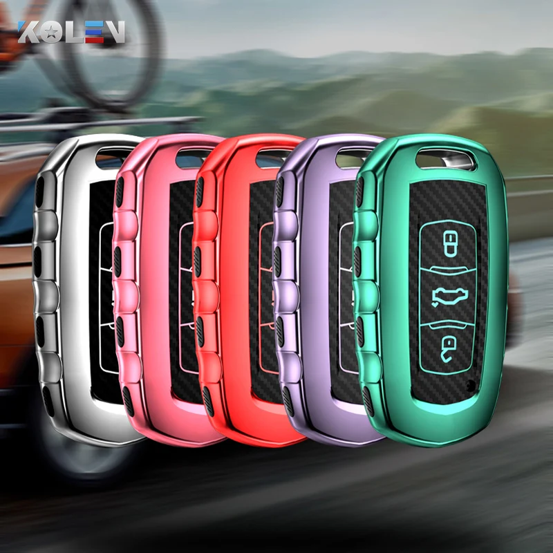 Чехол для автомобильного ключа из ТПУ и углеродного волокна чехол брелок Geely Atlas