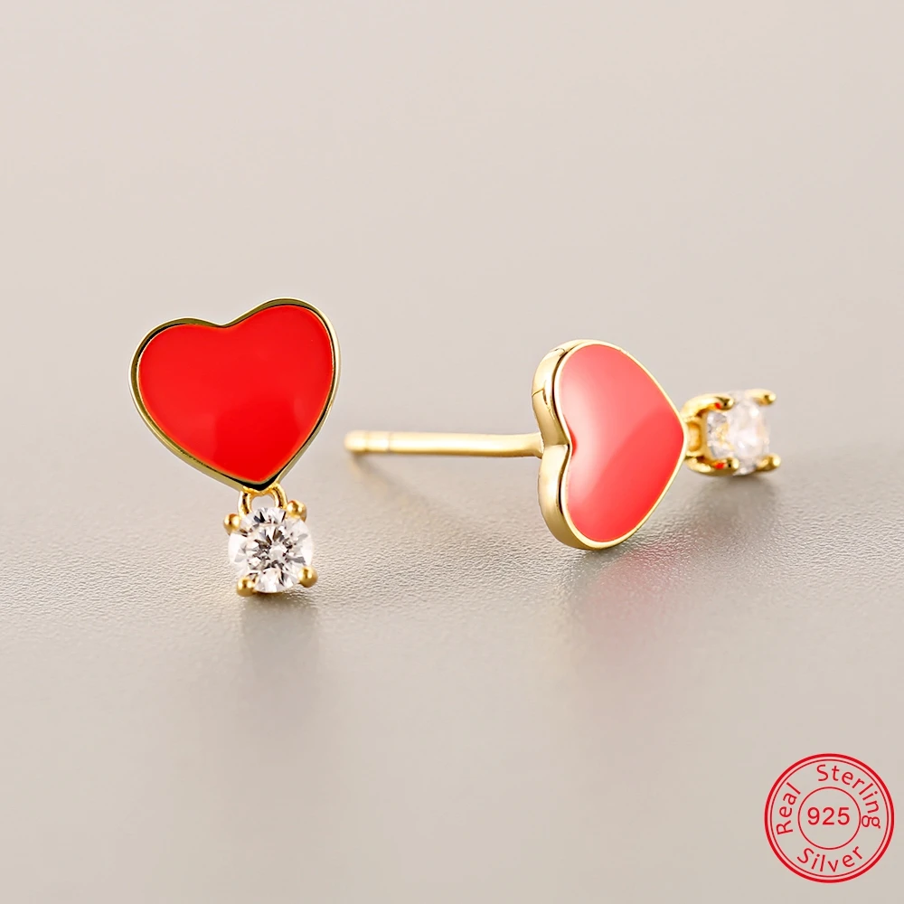 Женские серьги гвоздики из серебра 925 пробы с красным фианитом|Серьги-гвоздики| |