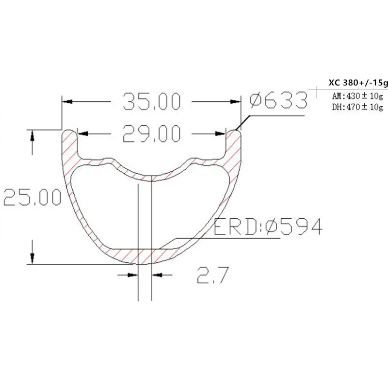 Углеродные Диски для горных велосипедов 29er AM 35x25 мм бескамерные Асимметричные
