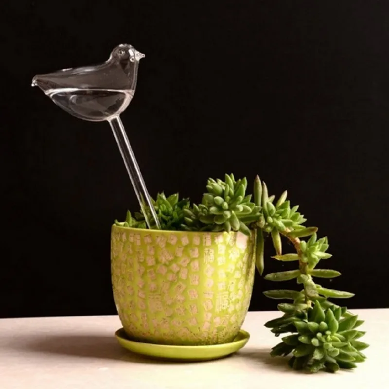 

2020 New 6Types Glass Plant Flowers Water Feeder Self Watering Bird Design Plant Waterer Device Glass Plant Flowers Water Feeder