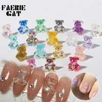 20pcslot cute 3d crystal bear nails jewelry mold colorful creative silicone small bears for diy nail art tips decor accessories