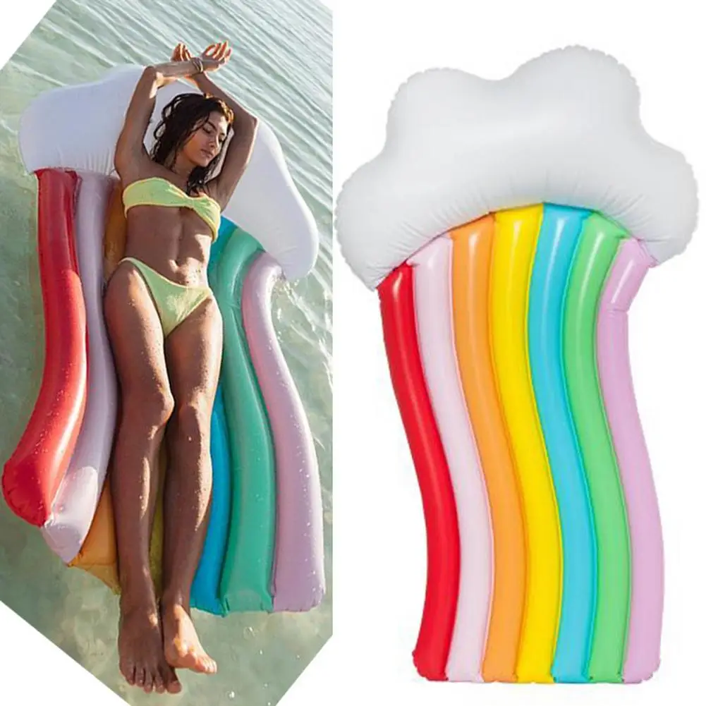 

Радужная плавающая лодка, водный гамак, кресло-шезлонг, надувной матрас из ПВХ для детей и взрослых, матрас для морского бассейна, игрушка дл...