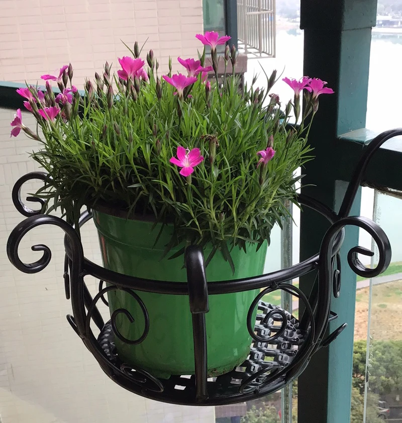 

3pcs Free Installation Iron flower Basket Balustrade Flower Rack Balcony Flower Shelf Single Pot Flower Tray